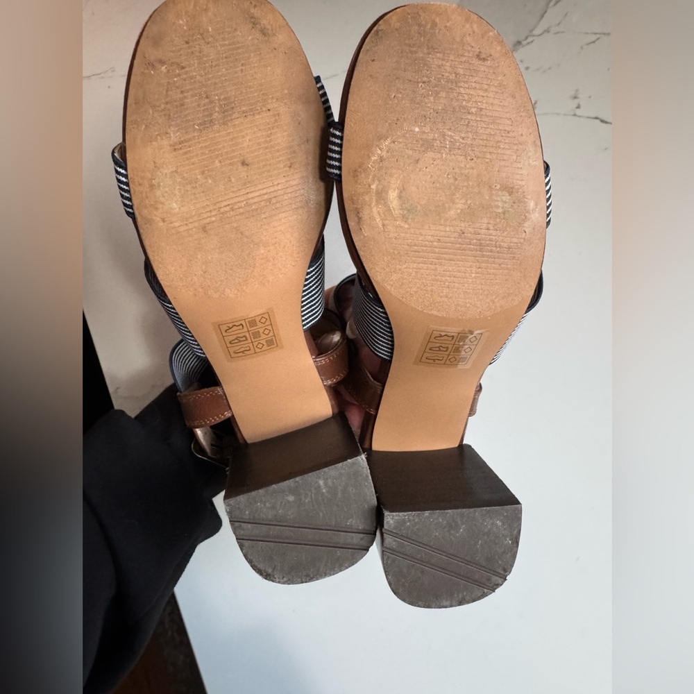 Market & Spruce Navy and Brown Striped Sandals - Picture 5 of 8